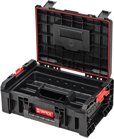 Qbrick - System PRO Technician Case 2.0 BLACK – Lockable Tool Organiser with Clamp Locks – Heavy Duty Technician Storage Case for Work Tools & Accessories
