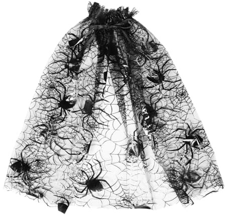 Holibanna Halloween Umhang Für Mädchen Verstellbarer Gürtel Leichte Atmungsaktive Netz-optik Polyester Kostüm Umhang Für Halloween Party Cosplay Auffällige Verkleidung Mit Fledermaus Spinnen