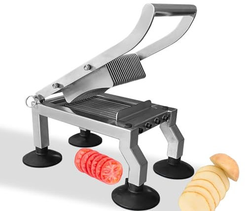 Trancheuse à tomates manuelle de 10 mm d'épaisseur – Outil en acier inoxydable pour restaurant à la maison, avec 4 ventouses – Coupe tomate, concombre, oignon, jambon et œuf