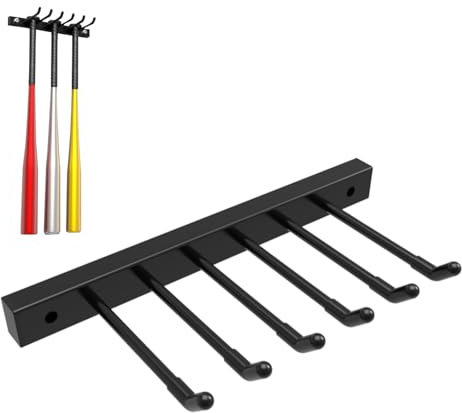 YUHANG Baseball Bat Holder,Softball Bat Stand,Stahl,30×14,5cm,Hängegestell Für Baseball, Softball,Hockey,Hält 6 Baseballschläger,Schwarz