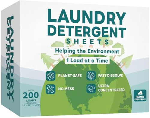 Fogli di Detersivo per Bucato fino a 200 Lavaggi, Ecologico, Facili da Usare, A base Vegetale, Biodegradabili, Senza Plastica, Zero Rifiuti, Fresco
