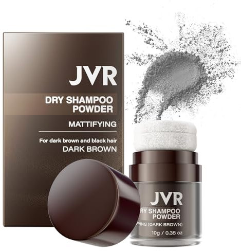 JVR Shampoo secco in polvere opacizzante per capelli castani scuri e neri, 10 g, vegano e senza profumo