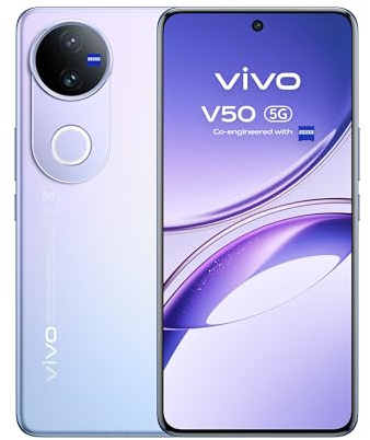 vivo V50 5G, Smartphone 12+12 GB RAM + 512GB, Cámara Profesional ZEISS 50+50 MP, 6000mAh, Cámara vídeo 4K, FlashCharge 90W, Pantalla AMOLED 6.77, IP69 Frente a Polvo y Agua, Móvil Android 15