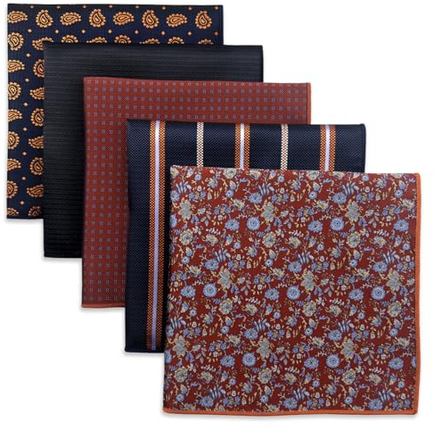 S&W SHLAX&WING Juego De 5 Pañuelos De Bolsillo Para Hombres 32cm Pañuelos Formales Para Trajes Bodas Esmoquines Colores Y Diseños Variados No.1