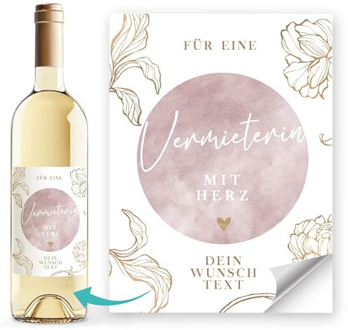 SpecialMe® Weinetiketten personalisiert mit Wunschtext Danke Geschenk Lieblingsmensch Flaschenetiketten selbstklebend Weiss unisize