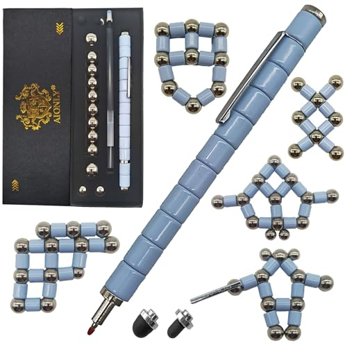 Aionly® Fidget Magnetic Pen Ballpoint Stress Relief Gift for Teens | Buildable Magnetic Shapes, For Teens & Adults, Christmas Stocking Filler Presents, Decompression Fidget Toys, Cool Gadgets