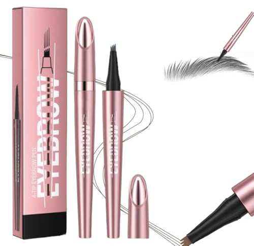 3D Wasserdichter Microblading Augenbrauenstift, 2026 Neu Magischer Augenbrauenstift, mit 4 Gabelspitze, Langanhaltenden Magischer Brow Pencil Erzeugt Mühelos Natural Looking Brows (Graue)