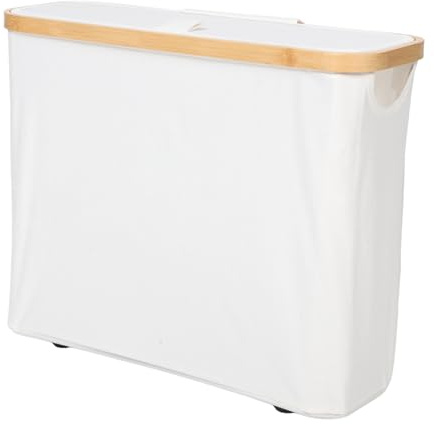 Mobestech Large Capacity Paper Towel Storage Basket Bamboo Materials Decorative Hamper Lid for Bathroom Organiser