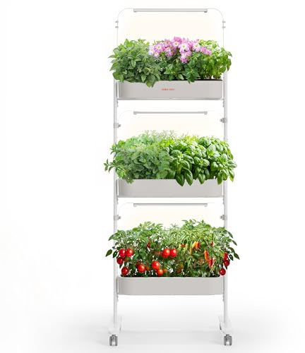 SUNCOZE 3-stöckiges Hydrokultur-Anzuchtsystem-Set mit 36 Kapseln, Vollspektrum-Wachstumslichter, Hydrokultur-System ausgestattet mit intelligentem Controller, Indoor-Kräutergarten-Kit für Gemüse