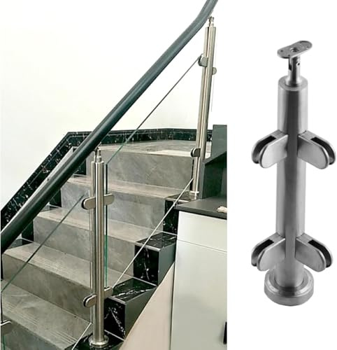 CATANK Colonne de Garde-Corps en Verre, système de Pinces de Poteau de Garde-Corps en Verre Moderne, Panneaux de Garde-Corps de terrasse en Verre Ronds, Pince de Colonne pour Garde-Corps