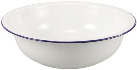 OUNONA Cuenco Esmaltado Blanco Vintage de 32 Cm para Preparar Alimentos, Fácil de Limpiar y Multifuncional para Baño de Pies y Uso Doméstico