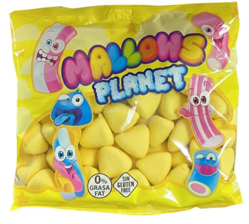 Top Mallows | Esponjitas Individuales Colores Surtidos, Brochetas, Tartas de Chuches | Sin Gluten, Sin Lactosa, 0% Grasa Fat - Bolsa 110 unidades (Amarillo)