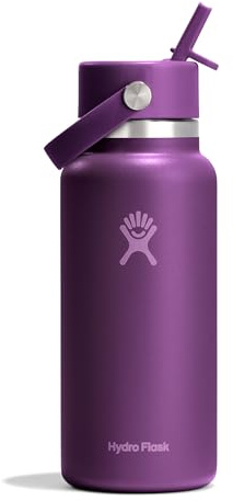 Hydro Flask – Wide Flex Straw Cap 946 ml (32 oz) Bottle | Edelstahl, auslaufsicherer Strohhalm, spülmaschinenfest – Kalt 24 Std. – Wide Mouth – Beachplum