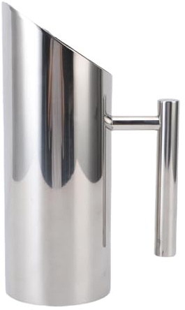 Qcwwy Capacità 1L Brocca D'acqua in Acciaio Inossidabile, Brocca Piccola, Design del Corpo Dritto, Beccuccio a Prova di Perdite, Ampio Intervallo di Temperature, Ideale per tè Freddo, (SILVER)