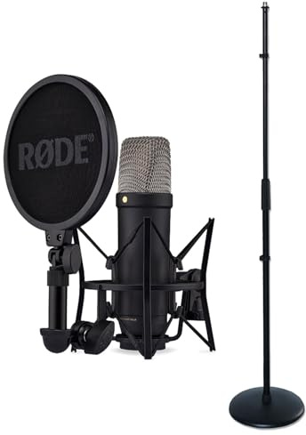 Rode NT1 5th Gen Studio-Mikrofon Schwarz mit geradem Mikrofonständer