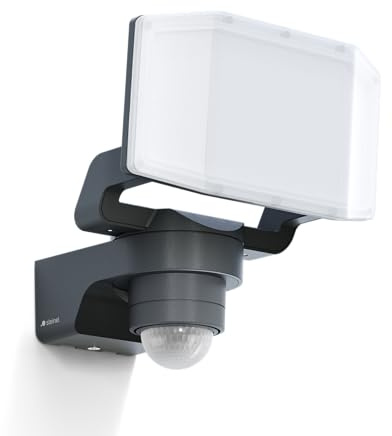 Steinel LED Strahler XLED PRO Expanse S Anthrazit, 240°/12 m Bewegungsmelder, Panorama Flutlicht, LED Panel voll schwenkbar, 14.3 W, 3000K, IP54