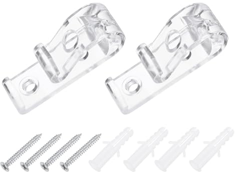 QUARKZMAN 2 Piezas Soporte De Cadena Y Cordón para Persianas 50x15mm, Ganchos De Fijación P para Cortinas, Dispositivo De Tensión con Tornillos, Transparente