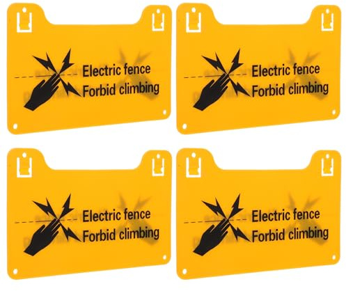 HOMOCONO Vorsicht Elektrozaun Schild 4 Stück Pvc Warnschilder mit Hochspannung Warnung und Klarer Schrift für Elektrische Zäune Bauernhöfen und Wohnhäusern