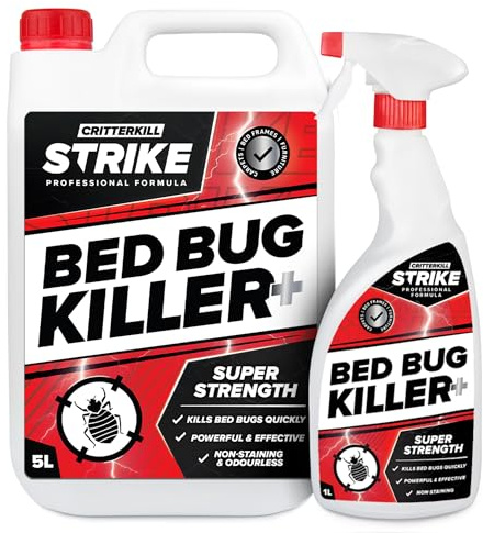 CritterKill Strike Bed Bug Killer Spray 6L - Kills Bed Bugs Quickly - Safe for Use in Bedrooms - Dual Active Ingredients for Better Results