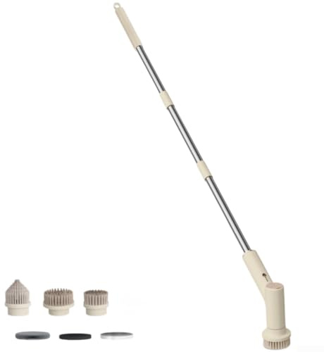 Cepillo de limpieza eléctrico giratorio 7 en 1 inalámbrico con mango extensible para baño, lechada, ducha, pared, suelo, cocina, bañera, impermeable, para herramientas eléctricas, acero inoxidable