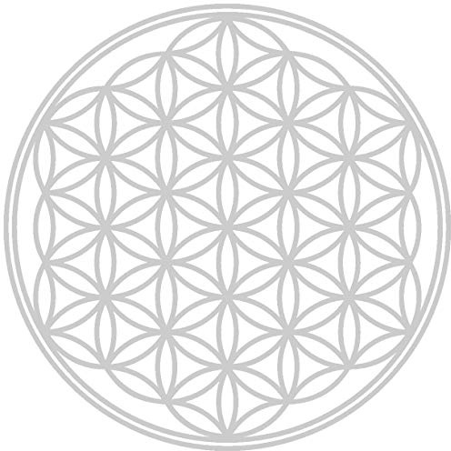 Samunshi® Lebensblume Wandtattoo Blume des Lebens Aufkleber Wandbild Blumen Wandsticker Yoga Sticker Wanddeko 20 x 20cm silbermetalleffekt