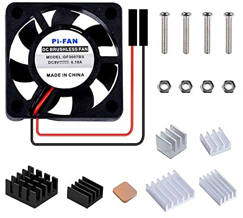 GeeekPi Lüfter für Raspberry Pi – 30x30x7mm DC 5V bürstenloser CPU-Kühllüfter mit Kühlkörpern für Raspberry Pi 4 Model B, 3B+, 3 & Retroflag NESPI CASE Plus