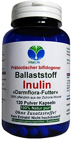 Ballaststoff Inulin 120 Kapseln Darmflora Futter Natur BALLASTSTOFF KOMPLEX - NICHT hochdosiert - KEIN Extrakt - OHNE Zusatzstoffe - OHNE Füllstoffe. 26334