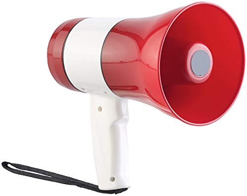 infactory Megaphon: Akku-MP3-Megafon mit Voice-Recording, Sirene, USB- & SD-Slot, 20 Watt (Megaphone mit Sirene, Lautsprecher-Megafon, Sprachrecorder)