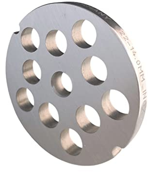 WolfCut - Disco Forato Inox con 2 scanalature per tritacarne, Misure 22-14,0 mm, Foro