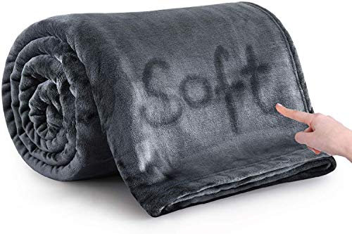 MOONLIGHT20015 Fleece Blanket for Bed - Soft Cosy Fluffy Throw Blankets, 400 GSM Warm Large Throws for Audlts Dark Grey, 220x240 cm, Queen Size