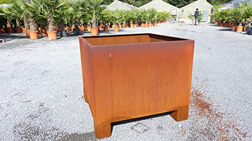 gruenwaren jakubik Cortenstahl Pflanzkübel 90x90x60 Rostkübel Rost Stahl Kübel Blumenkübel XXL