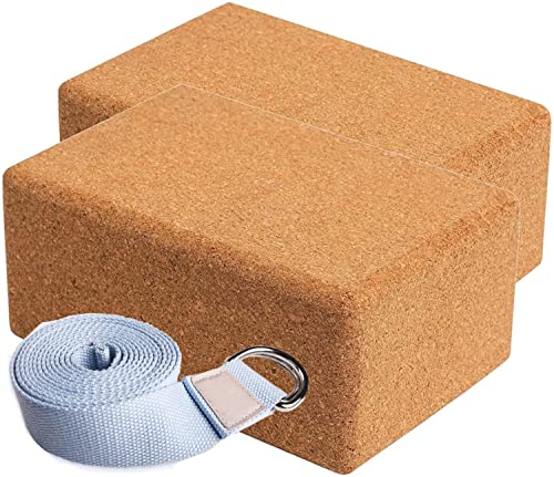 Volcano Cork Yoga Block Yogagurt aus Naturkork aus Europa, 22.9x15.2x10.2 cm, Yoga-Blöcke, rutschfest und kippsicher, für Damen und Herren, leicht, feuchtigkeitsbeständig, perfekte Yoga-Ausrüstung