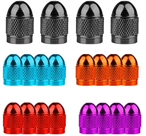 Senven 20 Pcs hochwertige Farb-Ventilkappen, Aluminium-Ventilkappen, Reifenventil-Staubkappen Auto, LKW, Motorrad, Fahrrad verhindern Luftleckage - Universal-Reifenventilkappen