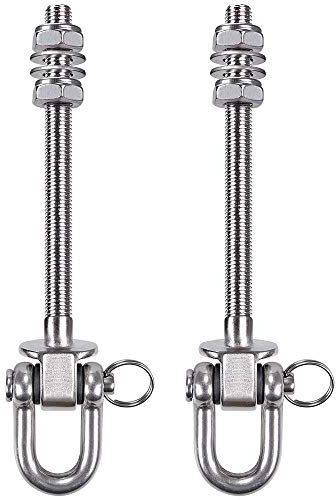 SELEWARE Grucce girevoli resistenti a 180°, capacità di 800 kg, in acciaio inox 304, 14,5 cm, in legno e acciaio, set per altalena per yoga, amaca, sacco da boxe per cair, confezione da 2