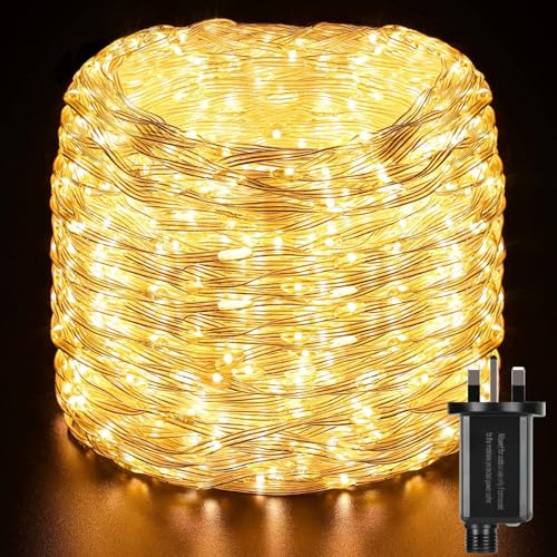 GlobaLink Rope Lights Outdoor, 50M/164FT 1000Leds Christmas Rope Lights, Waterproof Led Tube Light with 8 Modes, Mains Powered Christmas String Lights for Xmas Tree Indoor Garden Fence Decoration