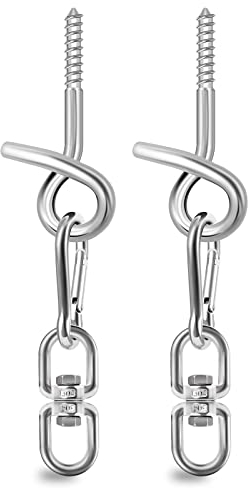 Poprkdre (2er Set Deckenhaken für Hängesessel Aufhängung, Langlebiges Deckenhaken Set mit Karabiner+Wirbel+Fischer Dübel, Belastbar bis 200KG