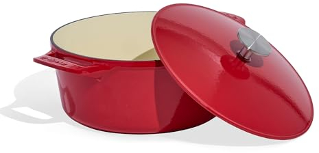 Made In Cookware – Dutch Oven 5,2 l – Rot – Emailliertes Gusseisen – Außergewöhnliche Wärmespeicherung und Haltbarkeit – Professionelles Kochgeschirr