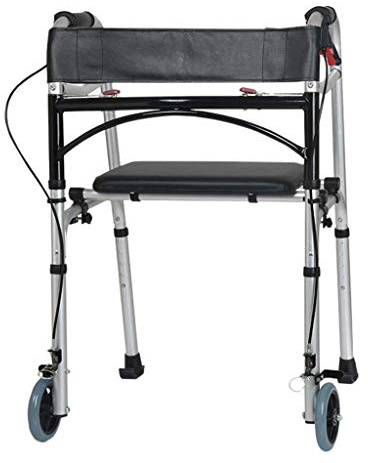 Andador, Andador Plegable Soporte con Ruedas Delanteras con Freno - Ajustable, Portátil, Liviano, Compacto Anciano Caminando Ayuda de Movilidad Médica para Discapacitados - con Asiento de Cuero