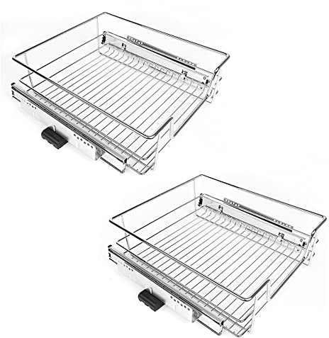 MINGYI 2 Stück DIY Schublade für Küche, Schiebekorb mit kompletten Schienen, Aufbewahrungskorb unter der Spüle, für Schrankbreite 45 cm