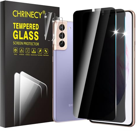 CHRINECY [2+2 Stück Sichtschutz Schutzfolie Kompatibel mit Galaxy S21 Plus Schutzglas und Kameraschutz, Anti-Spy Schutzglas [9H Härte] [Kratzfest]
