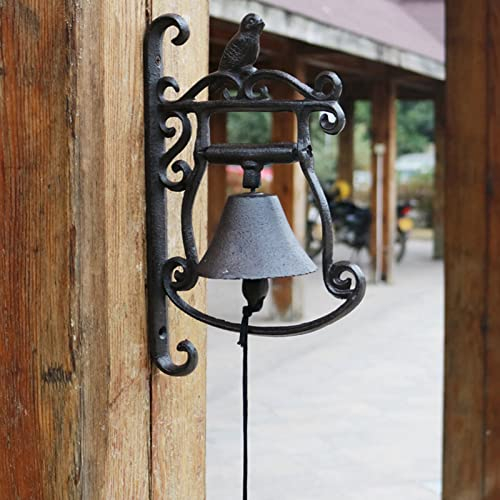 Türglocke Gusseisen Glocke Rustikale Eisenguss-Türklingel, Schild mit Vögeln, Klingelnde Abendglocke für Garten/Terrasse/Hof/Schule, Mittelgroße Türklingel für Aufhängen An Der Wand