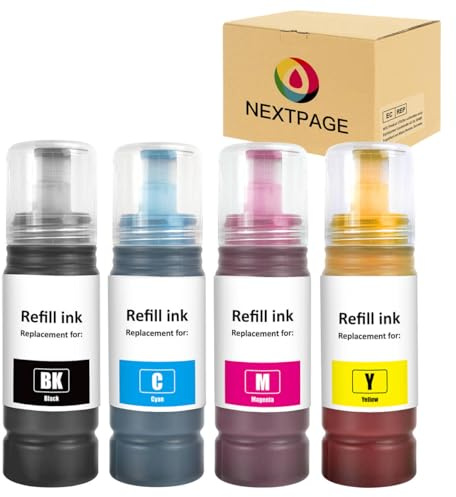 NEXTPAGE Ink Bottles ink refill bottles ET-1810 ET-2710 ET-2711 ET-2712 ET-2714 ET-2720 ET-2721 ET-2810 ET-2812 ET-2820 ET-4700 ET-4800