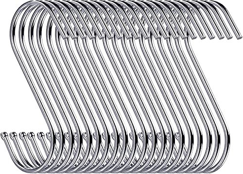 Baoswi 40 Pack Heavy Duty S Hooks S Shaped Hanging Hooks Large Hangers for Kitchen, Bathroom, Bedroom and Office (Silver)