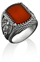 BySilverStone Jewelry – Erzengel Raphael Quadratischer Siegelring, Karneol-Edelstein, Geschenk Für Tierliebhaber, Ringe Aus Sterlingsilber Für Männer, Siegelringe Für Den Kleinen Finger Für Frauen