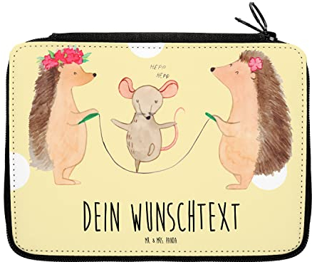 Mr. & Mrs. Panda Personalisierte Federmappe Igel Seilhüpfen - Geschenke, Kinder, Lustige Sprüche, PersonalisierteS Federmäppchen, Kindergarten, Maus, mit Namen, Stiftemappe, Stifte Etui, Seilspringen