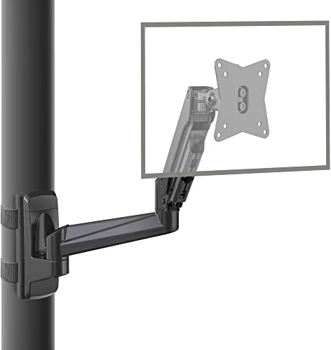CondoMounts CLMMMAB2022 Full Motion Pillar Monitor Mount | WorkBench | Pallet Rack | NO Drill | GAS Spring Arm with VESA Plate | Pillar Mount | Holds 18lbs | Up to 32-in. Monitor | Black