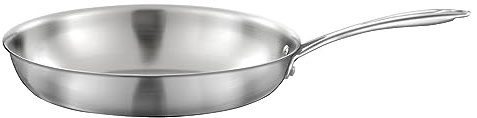 Cuisinox - Gourmet - Poêle 32 cm inox - Triply - Compatible tous feux dont induction - Acier Inoxydable 18/1 - Finition Satinée - Poignée Fixe - Sans PFAS, PTFE, PFOA - Made in France