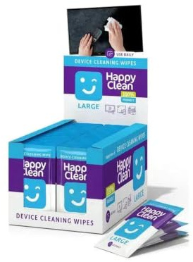 Happy Clean rengöringsdukar stor – 100 våtservetter – för TV-skärm, whiteboard och stora enheter – högkvalitativa rengöringsdukar