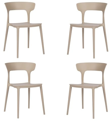Liberoshopping Sedie cucina impilabili in polipropilene moderna per cucina soggiorno giardino per uso interno esterno LIAM (Tortora 4 pezzi)