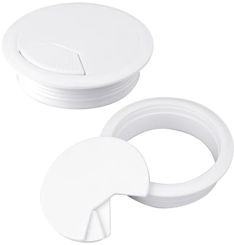 2PCS 80mm 3.15 Inch Cable Grommets White Desk Grommet Cord Cable Table Grommet Desk Wire Hole Plug Cover for Cables and Cords Management